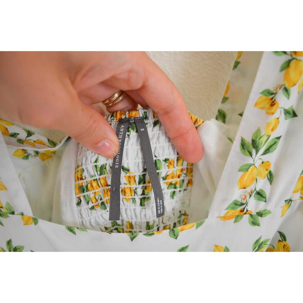 Anthropologie Yellow Floral Cotton Midi Dress - Picture 6 of 6